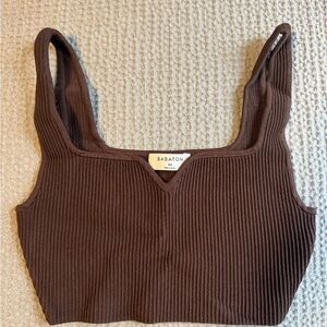 Aritzia Babaton Chocolate Ribbed Tank Top